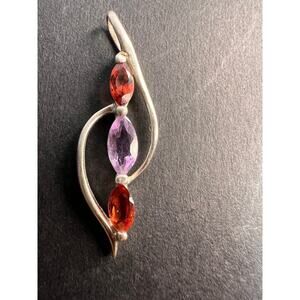 NEW garnet and amethyst sterling silver bypass pendant